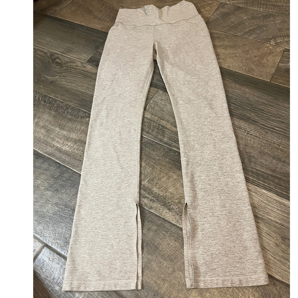 CALIA Heathered Beige High Rise Side Slit Flare Leggings Women's Medium